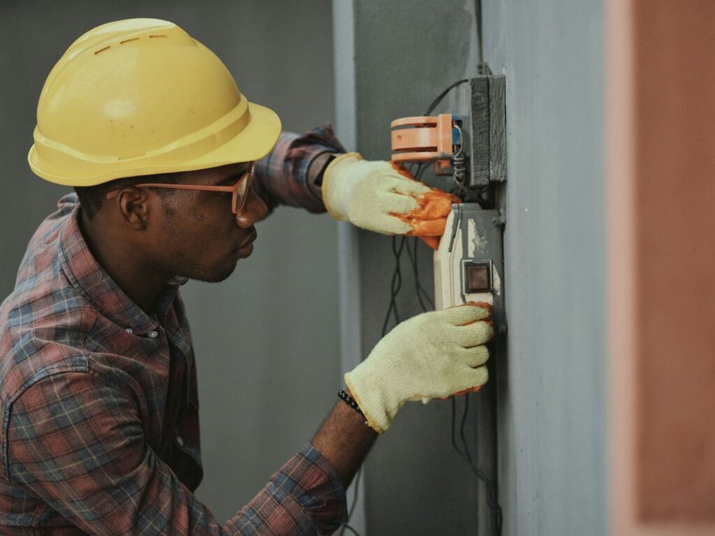 Engineer working on electrical instrumentation